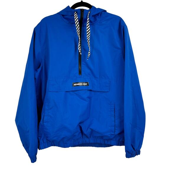 Members Only Solid Popover Windbreaker Large‎ Blue Black - Picture 2 of 11